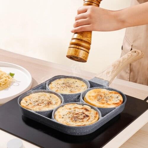 Four-Hole Frying Pot Pan Thickened Omelet Pan Non-Stick Egg Pancake Steak Cooking Ham Pans Breakfast Maker Cookware