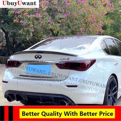 For Infiniti Q50 Real Carbon Fiber Car Trunk Spoiler Wing Lid 2014-2021 Highkick Rear Wing Spoiler Rear Trunk
