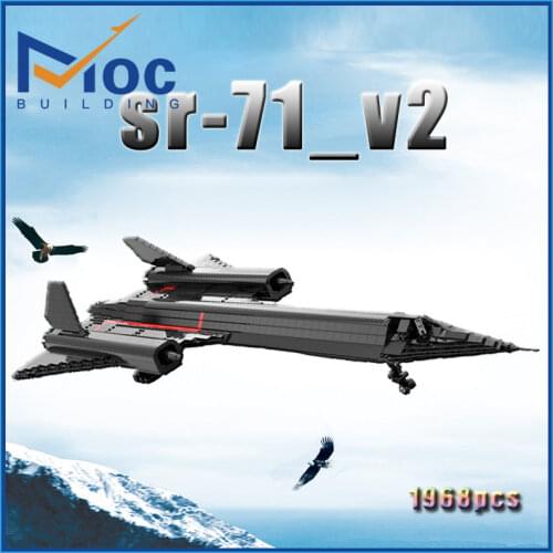 Fighter block models, Sr-71_v2 military fighter, childrens toys, MOC building blocks