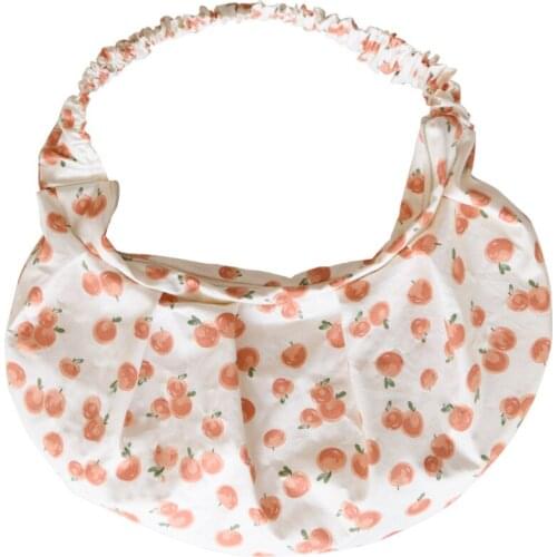 Summer New Rural Style Fruit Print Shoulder Bag Fashion Fold Casual Dumpling Bag Large Capacity Womens Cotton Luxury Handbag