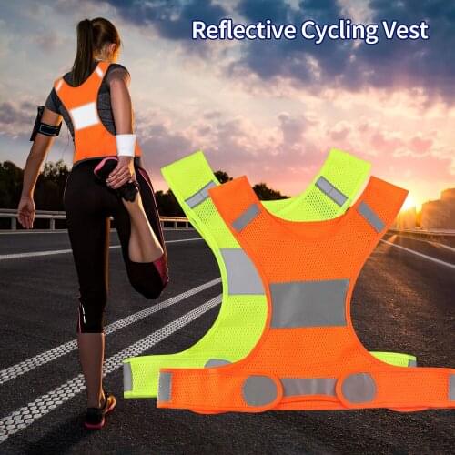 Reflective Cycling Vest Adjustable Waist Arrow Pattern Bike Bicycle Night Running Jogging Safety Protective Vest for Men Women