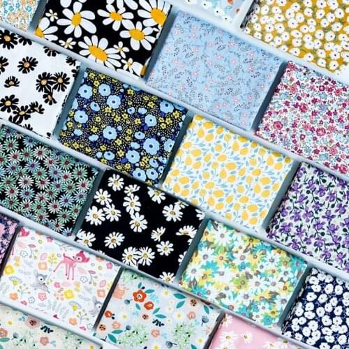 Thin Daisy Floral Cotton Poplin Fabric Print Sewing Patchwork for Children Clothes DIY 150x50cm
