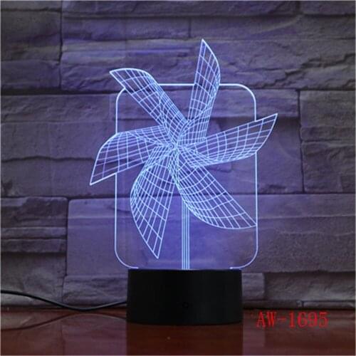 Unique Products Windmill Night Light Creative Seven Color Bedside Lamp Eye Protection 3d Lamp Manufacturers Wholesale AW-1695