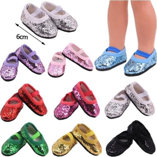 Doll Shoes Elastic Sequin Design For 14 Inch American Doll & 32-34 Cm Paola Reina Doll Clothes Accessories,Gifts For Girls Toy