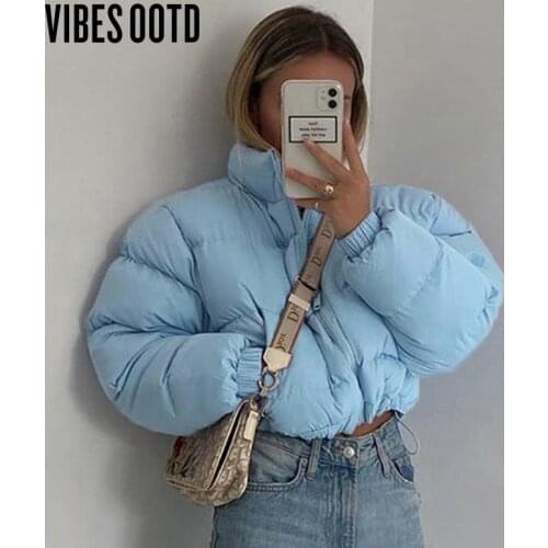 VIBESOOTD Fall Winter Down Coat Puffer Jacket and Coats Fashion Christmas Bubble Cropped Outerwear Warm Womens Clothing