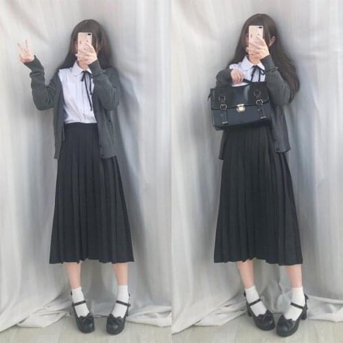 Japanese sailor suit long-sleeved school uniform student wear class Japanese JK uniform shirt long skirt coat three / set