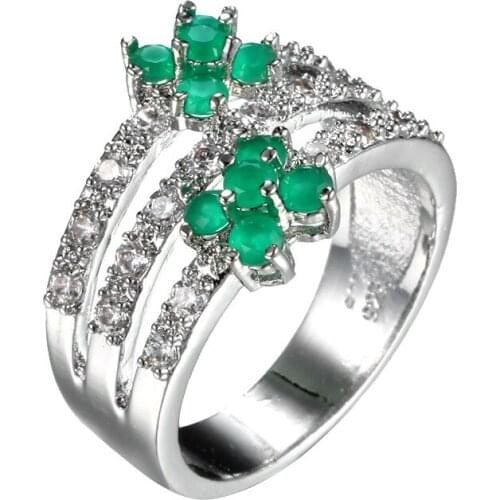 Yunkingdom Engagement Ring for Women Wedding Band Zircon green zircon crystal Rings for Women Gold Color