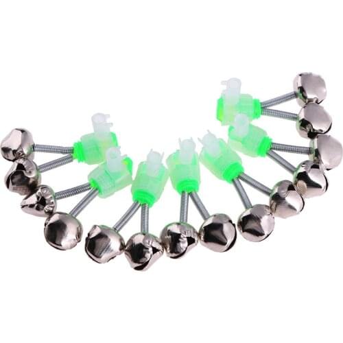 10pcs Fishing Bite Alarms Twin Bells Outdoor Night Fishing Rod Tips Clips Fishing Accessories Household for Fisher