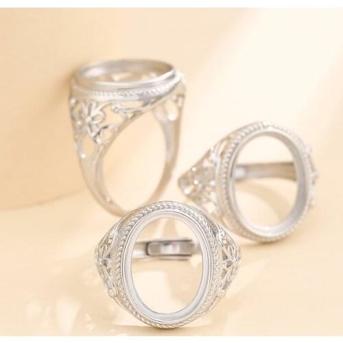 13*18mm 925 STERLING SILVER Semi Mount Bases Blanks base blank Pad rings ring Setting set diy jewelry A5623