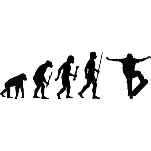 18.7*6CM The Stylish Human Evolution Skateboarding Stickers Cartoon Motorcycle Waterproof Vinyl Decals C7-0141