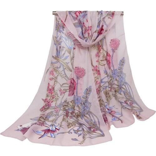 2020 NEW flower Breathable Beach chiffon scarf silk square hijab cool shawl ladies foulard femme Scarves hair bufanda mujer