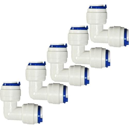 5PCS 3/8" OD Hose Quick Connection elbow connection L-Type fast joint fitting Plastic joints Elbow Union Connector