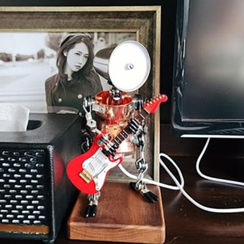 Home Decoration Accessories Handmade Metal Punk Living Room Decoration Robot Lndustrial Style Tabletop Ornament Guitarist