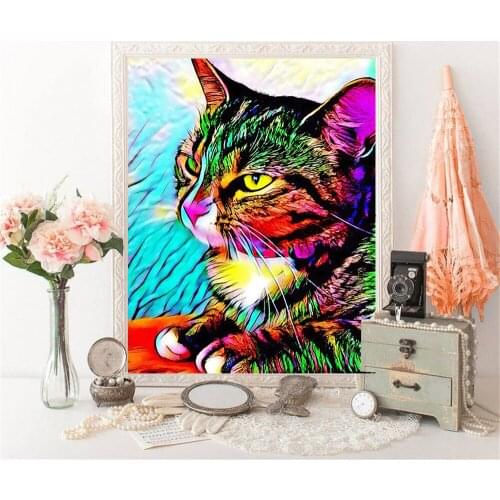 Cat Diamond Painting Full Drill Animal 5D Diamond Embroidery Cross Stitch Handmade Gift Decorations For Home children