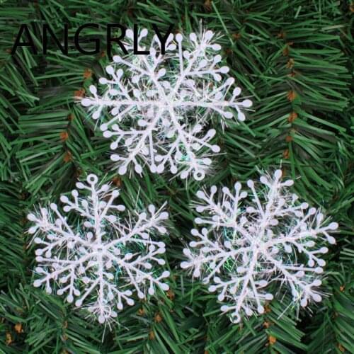 ANGRLY 9 Pcs/Kits Christmas Tree White Snowflake Charms Holiday Party Festival Ornaments Decor Bulk Snow Christmas Decorations