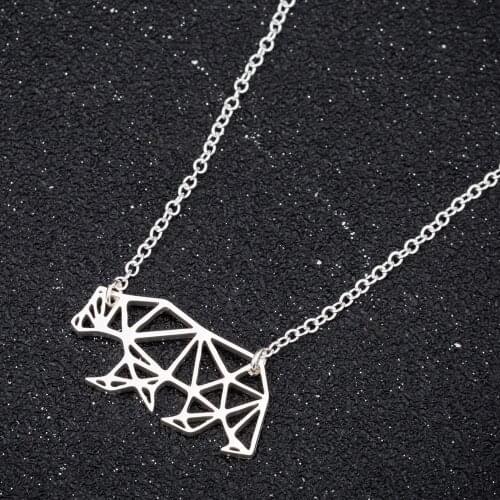 Hfarich Colar Feminino 2021 Cartoon Bear Gothic Chain Necklaces Stainless Steel Polar Bear Pendant Jewelry