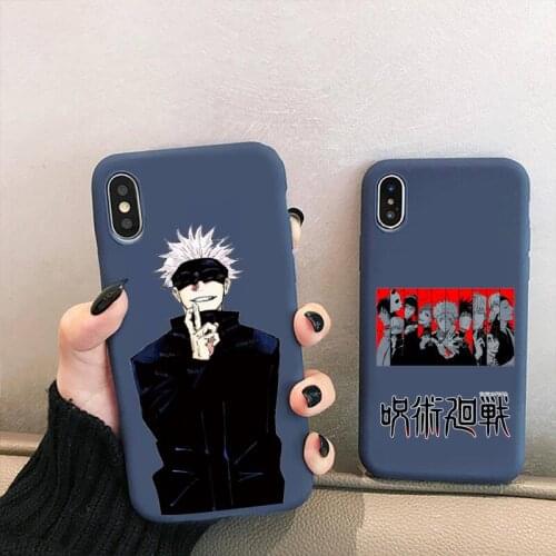 Japan anime Jujutsu Kaisen Phone Case for iPhone 12 mini 11 Pro XS MAX X XR 7 8 6 Plus Candy Color blue Soft Silicone Cover