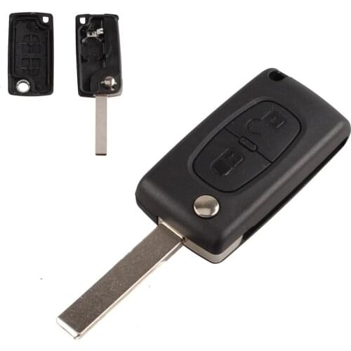 2 Button Black Car Replacement Flip Key Fob Case Without Chip Car Key Shell Blade Fit for Peugeot 207 307 308 407 Car