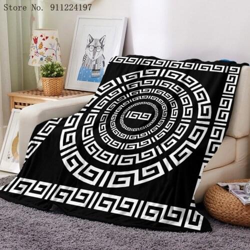 Black And White Throw Blanket 3d Retro Style Blanket Double Thick Warm Super Soft Flannel Blankets For Sofa Bedding Dropshipping
