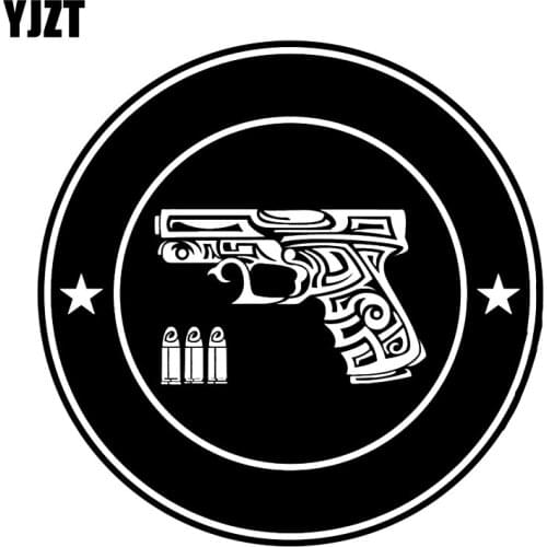 YJZT 14.8*14.8CM Interesting Guns And Bullets Car Sticker Vinyl Decoration High Quality Accessories Decals C12-0224