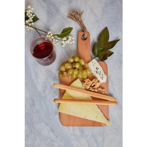 Wooden Beech Food Fruit Cheese Design Decorative Breakfast Serving Presentation Board 30x15 Cm Kitchen Storage Practical Gadget