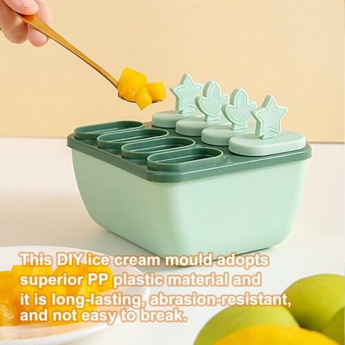 8 Cells Ice Cream Mold Homemade Ice Cream Popsicle Mold DIY PP Plastic Ice Cream Mould Summer Dessert Maker Home Kitchen Tool
