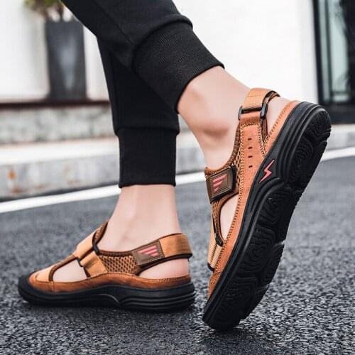 Hommefor para sandalia romanas sandels safety sandalet rubber rasteira 2020 leather verano masculino uomo sandalle sandles