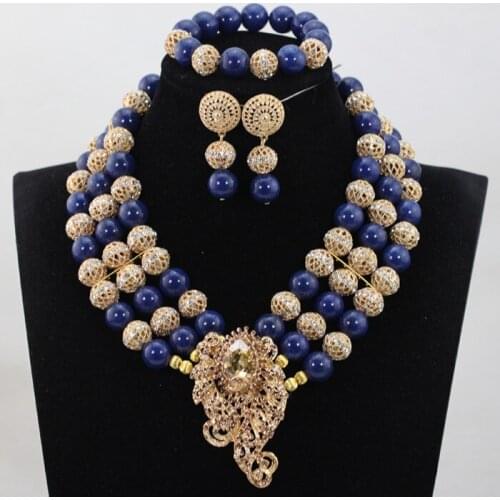 Unique Royal Blue Coral Beads Jewelry sets Nigerian African Wedding Bridal/Women Beads Necklace Jewelry Set Free Shipping CJ851