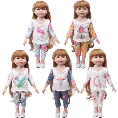 18 inch Girls doll clothes American newborn Unicorn long sleeve suit Baby toys dress fit 43 cm baby dolls c721