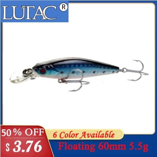 LUTAC Jerkbait 60mm 5.5g Floating hard minnow lure treble hook swimbait high quality wobblers fishing gear