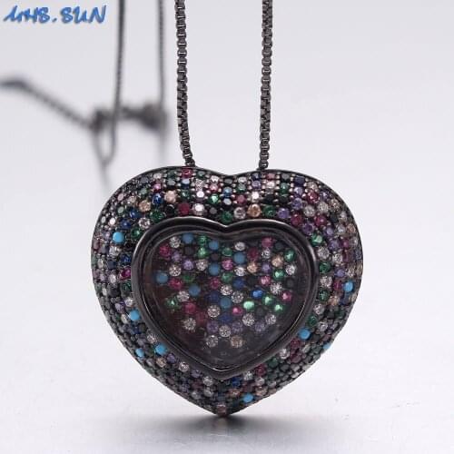 MHS.SUN 1PC luxury cubic zircon jewelry women love heart pendant necklace charm chain necklace female choker for party gift