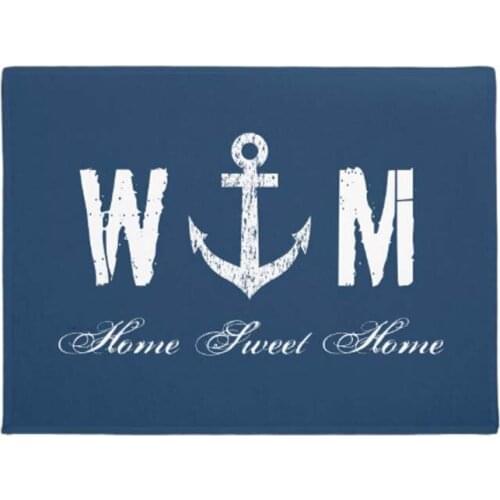 Nautical anchor monogram letter navy blue doormat Home Decoration Entry Non-slip Door Mat Rubber Washable Floor Home Rug Carpet