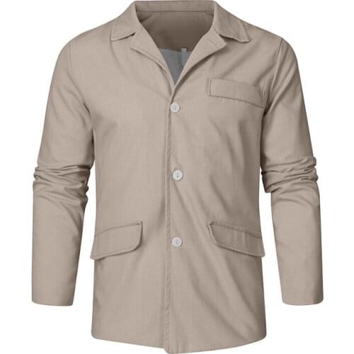 2021 Mens Solid Shirts Autumn New Casual Turn-down Collar Shirt Men Long Sleeve Fashion Pocket Button Cardigan Tops Streetwear