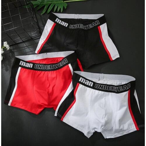 Mens personality cotton panties flat-angle pants trend shorts solid-color mens sports underwear