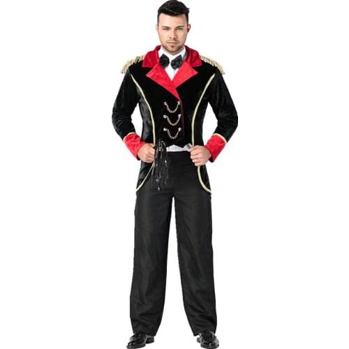 Luxury Men Circus Animal Trainer Costume Halloween Circus Magician Cosplay Performance Costume Suit