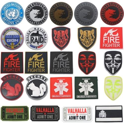 PVC Top Secret Squirrel Patch Viking Wolf Firefighter United Nations Member Medal of Honor Military Badge Tactical Badge Patch