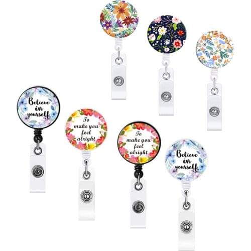 2021 New Fashion Id Badge Holder Clip Retractable Name Tag Card Holder Key Ring