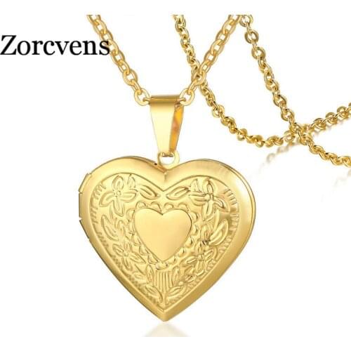 Modyle 2020 New Fashion Gold Color Stainless Steel Floating Heart Locket Necklace Pendant Women Jewelry