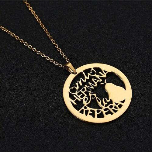 Personalized Letter Necklaces Pendants Round Name Stainless Steel Chokers Necklace for Women Jewelry Best Friends Pendant