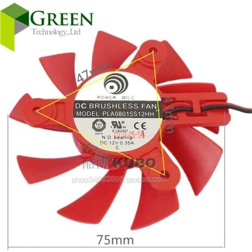 Power Logic PLA08015S12HH 12V 0.35A 47mm Hole Pitch 75MM Fan For XFX HD5750 Graphics Card fan blade