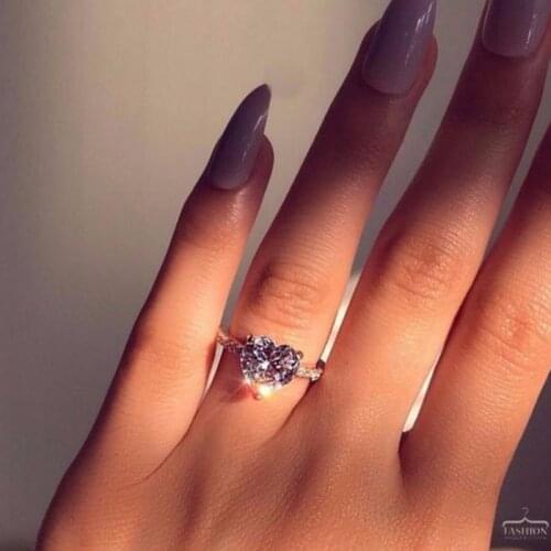 Drop Shipping Luxury Jewelry High Quality Small Cute Rings 925 Sterling Silver Heart Shape White Clear 5A CZ Wedding Women Rings