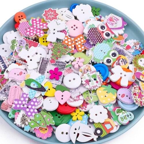 50Pcs Mix Shape Lots Colors DIY Scrapbooking Cartoon Buttons Plastic Buttons Childrens Garment Sewing Notions