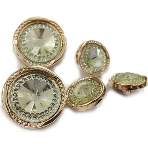 10pcs18-25mm CLEAR Cut Glass Crystal Rhinestone Rose Gold Buttons For Sew On Garments Scrapbooking With Costura Accessory