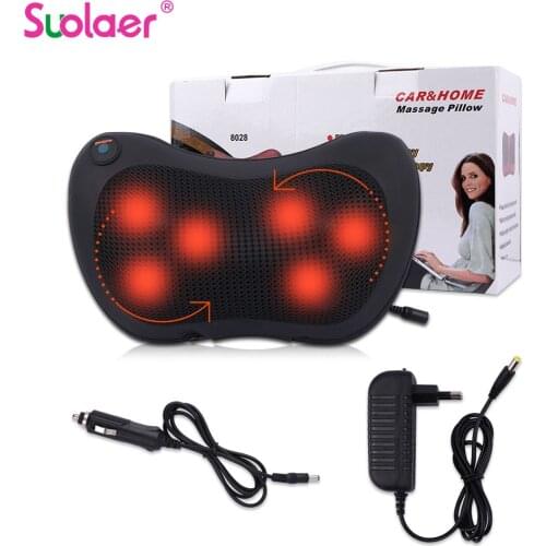 Relaxation Massage Pillow Vibrator Electric Shoulder Back Heating Kneading Infrared Therapy Pillow Shiatsu Neck Massager