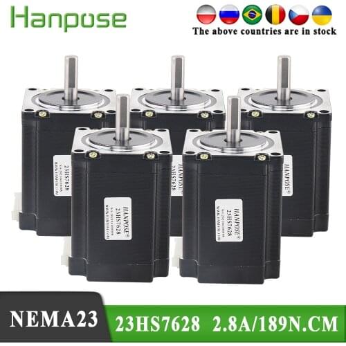 5pcs Nema23 Stepping Motor 2 phase 4-lead 189N.cm 76mm 1.8deg 23HS7628 stepper motor for CNC 3D printer accessories