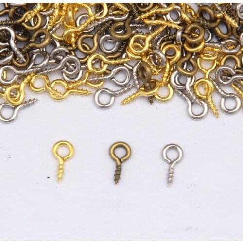 200ps 4x8/5x10mm Mini Eye Pins Eyepins Hooks Eyelets Screw Threaded Metal Jewelry Pendant Clasps DIY Jewelry Making Accessories