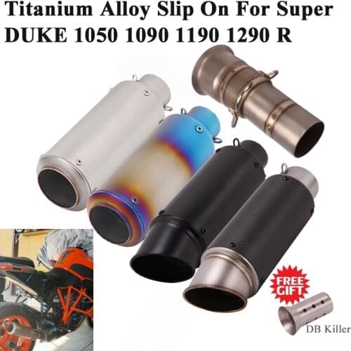 Titanium Alloy Motorcycle GP Exhaust Escape For Super DUKE 1050 1090 1190 1290 R Modify Link Pipe Carbon Fiber Muffler DB Killer