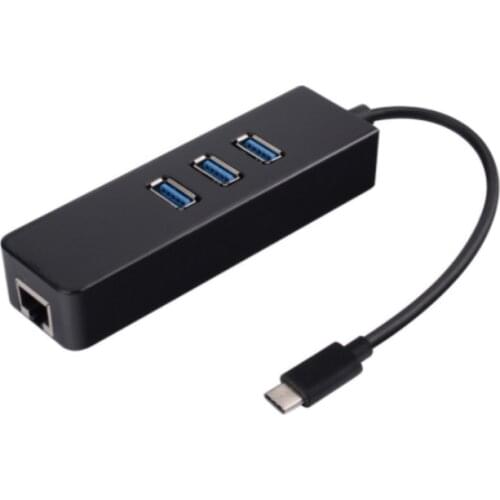 USB 3.1 Type C to 3 USB 3.0 Hub with RJ45 100/1000 Gigabit Ethernet Network Adapter LAN Wired Converter Cable