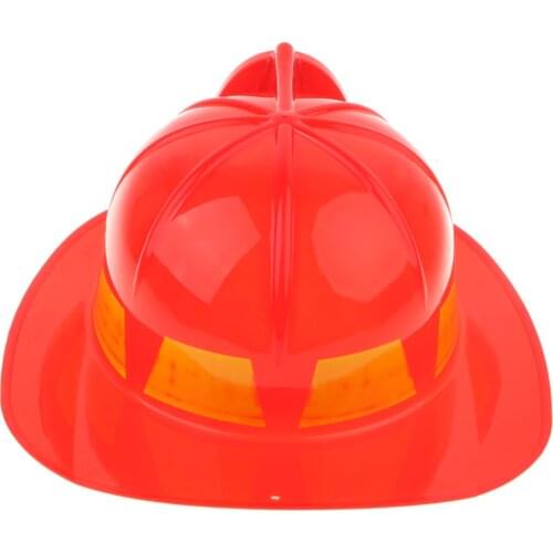 Pretend Play Children Plastic Fireman Helmet Chief Hat Fancy Dress Role Playing - Red