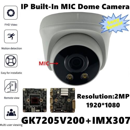 Built-In MIC Audio Sony IMX307+3516EV200 3MP 2304*1296 IP Ceiling Dome Camera Low illumination IRC WarnLight ONVIF All Color P2P